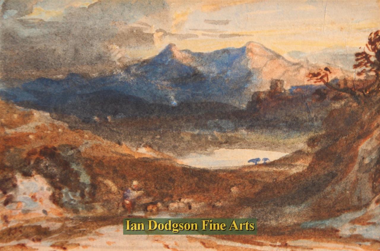John Varley - Lake in the mountains at dusk, N Wales Watercolour (c1835)