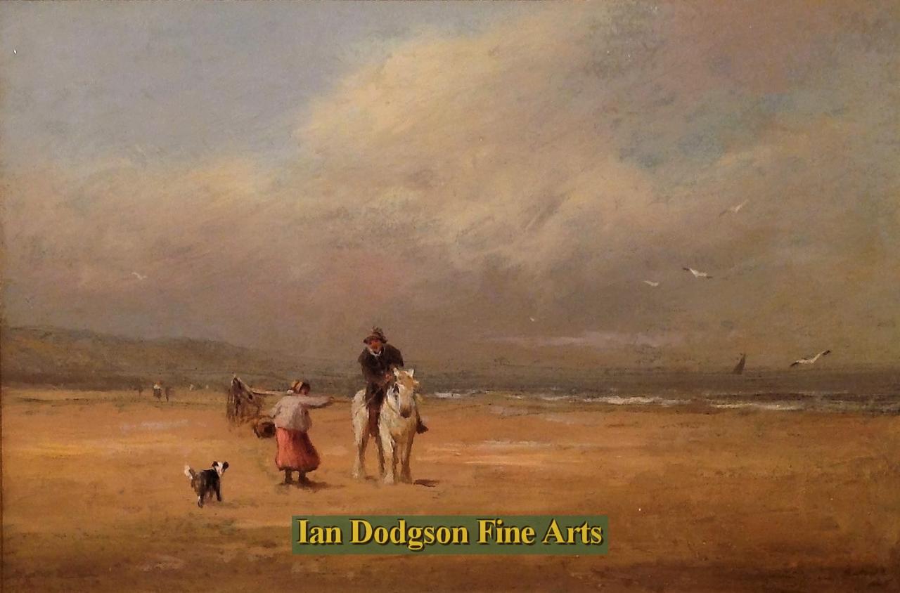 David Cox Snr - Crossing The Sands Oil on canvas laid down on card (c1850)