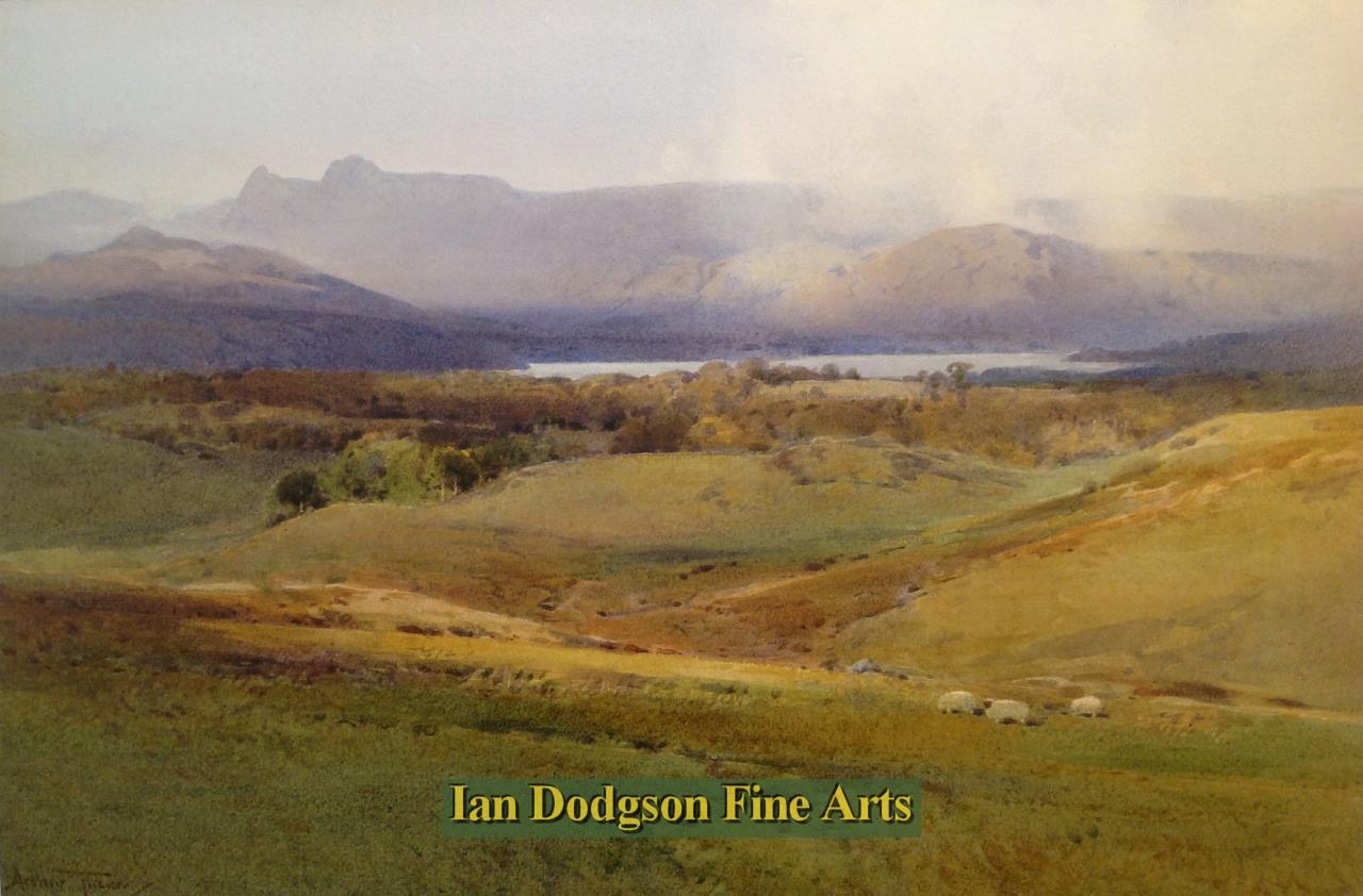 Arthur Tucker - Windermere from the links Watercolour (c1910)