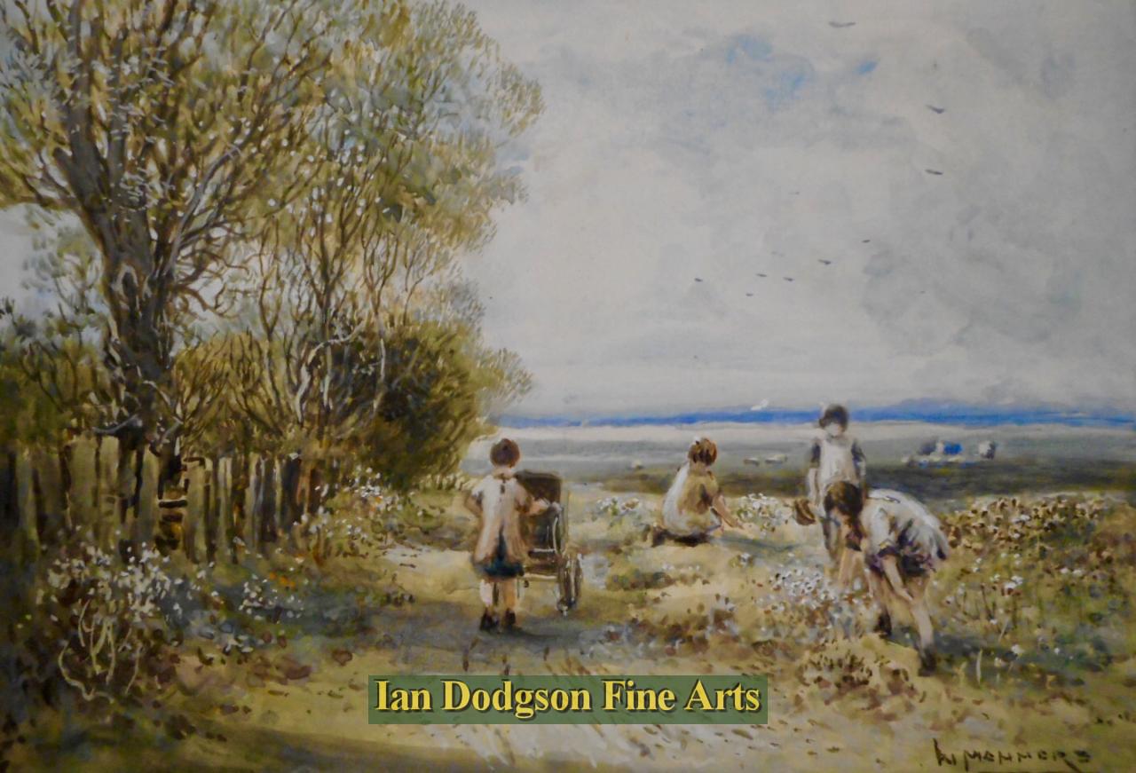 William Manners - Picking flowers near Grange over Sands Watercolour with bodycolour (c1920)